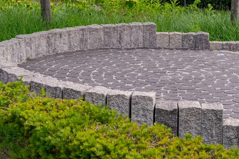 Example placeholder, not E&P's work: a round paver patio